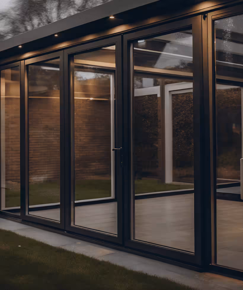 Zwart aluminium glazen schuifwanden kozijnen voor veranda